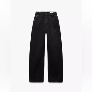 Zara Black curved high waisted Wide Leg Jeans